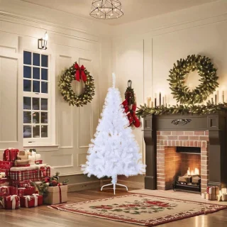 vidaXL - Kunstkerstboom - met - standaard - half - 150 - cm - PVC - wit