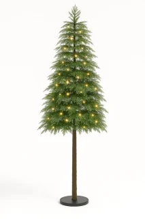 Kunstkerstboom 180 cm – Slank & Realistisch – Inclusief Warmwitte LED-verlichting – Brandveilig – Voor Binnen & Overdekt Buiten