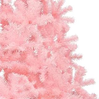 vidaXL - Kunstkerstboom - met - standaard - half - 210 - cm - PVC - roze