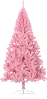 vidaXL - Kunstkerstboom - met - standaard - half - 210 - cm - PVC - roze