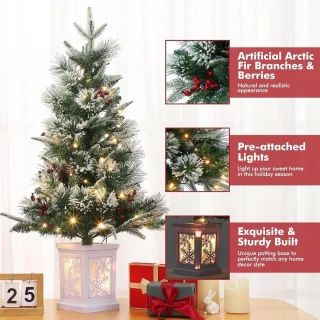2-set Kunstkerstboom met verlichting 90 cm PVC Dennenboom Kerstboom met 78 LED's Nepkerstbomen Kerstversiering