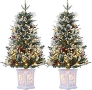 2-set Kunstkerstboom met verlichting 90 cm PVC Dennenboom Kerstboom met 78 LED's Nepkerstbomen Kerstversiering