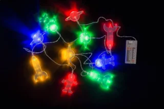 Mini kerstboompje - 35 cm - incl. ruimte thema lichtsnoer 165 cm - kunststof