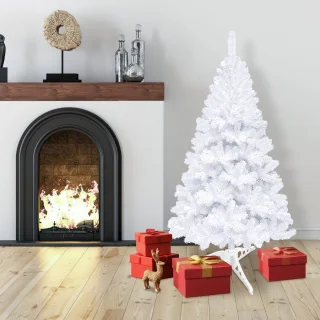 120 cm Kunstkerstboom - Realistische Kunststof Kerstboom - Kunststof Standaard - Zonder Verlichting - Wit