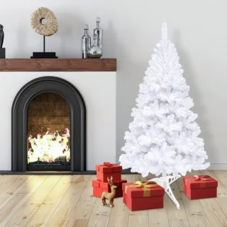 120 cm Kunstkerstboom - Realistische Kunststof Kerstboom - Kunststof Standaard - Zonder Verlichting - Wit