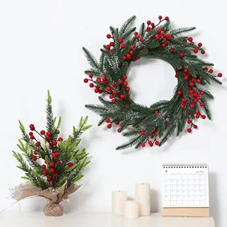 Kunstmatige Rode Hulstbessen voor Kerstdecoratie - 20 Stuks en 23 cm Lange Takken