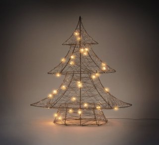 De Decoratieve kerstboom 30 cm hoog goud metaal met warm witte LED's in één oogopslag