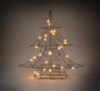 Decoratieve kerstboom 30 cm hoog goud metaal met warm witte LED's
