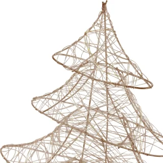 Decoratieve kerstboom 30 cm hoog goud metaal met warm witte LED's
