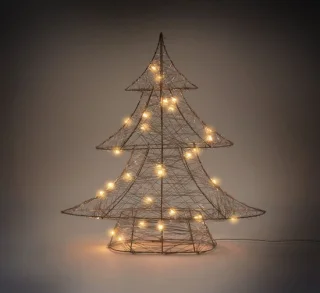 Decoratieve kerstboom 30 cm hoog goud metaal met warm witte LED's