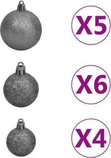 vidaXL - Kunstkerstboom - met - verlichting - en - kerstballen - 380 - takken - 150 - cm