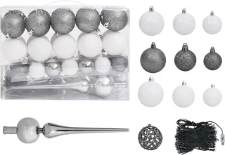 vidaXL - Kunstkerstboom - met - verlichting - en - kerstballen - 380 - takken - 150 - cm