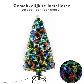 Kunstkerstboom Met Verlichting - Kerstboom met Kerstlampjes - Kerstboomverlichting - 90 cm - Multicolor LED - Fiber Optic - Binnengebruik - Inclusief EBOOK