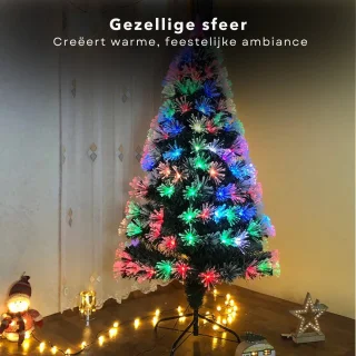Kunstkerstboom Met Verlichting - Kerstboom met Kerstlampjes - Kerstboomverlichting - 90 cm - Multicolor LED - Fiber Optic - Binnengebruik - Inclusief EBOOK