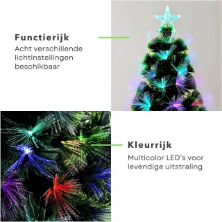 Kunstkerstboom Met Verlichting - Kerstboom met Kerstlampjes - Kerstboomverlichting - 90 cm - Multicolor LED - Fiber Optic - Binnengebruik - Inclusief EBOOK