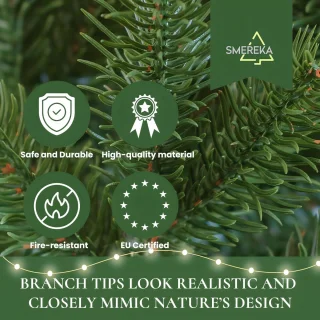 Natuurlijke Kunstkerstboom 180 cm - Vlamvertragend en Milieuvriendelijk - Realistische Nordmann Kerstboom met metalen standaard