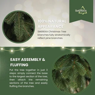 Natuurlijke Kunstkerstboom 180 cm - Vlamvertragend en Milieuvriendelijk - Realistische Nordmann Kerstboom met metalen standaard