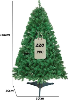 120cm Kunstkerstboom - Realistische PVC Kerstboom - Kunststof Standaard - Zonder Verlichting - Groen