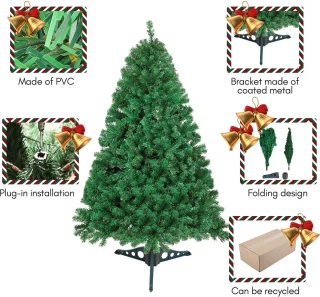 120cm Kunstkerstboom - Realistische PVC Kerstboom - Kunststof Standaard - Zonder Verlichting - Groen