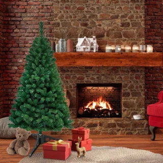 120cm Kunstkerstboom - Realistische PVC Kerstboom - Kunststof Standaard - Zonder Verlichting - Groen
