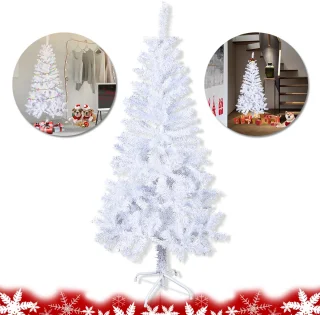 Aufun 150 cm Kunstkerstboom PVC, Edelspar Snel Op Te Bouwen, Brandvertragend, incl. Kerstboomstandaard, Wit