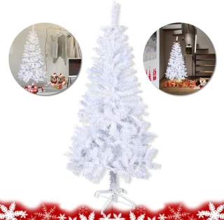 Aufun 150 cm Kunstkerstboom PVC, Edelspar Snel Op Te Bouwen, Brandvertragend, incl. Kerstboomstandaard, Wit