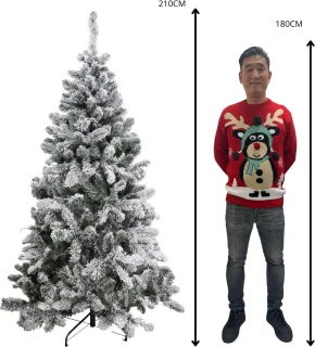 Memphis - Besneeuwde Kunstkerstboom - Flock - lengte 210 cm en 990 takken