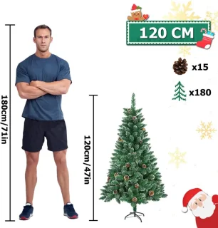 kerstboom 150 cm -PVC Kerstboom, Groene Kunstmatige Kerstboom met Metalen Standaard