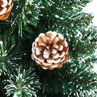 180cm Kunstkerstboom met lichtgevende groene PVC met sneeuweffect & dennenappels LED PVC kerstboom dennenboom decoratieve boom met standaard Kerstversiering voor kerstversiering