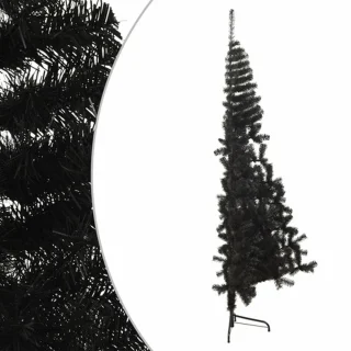 vidaXL - Kunstkerstboom - met - standaard - half - 180 - cm - PVC - zwart