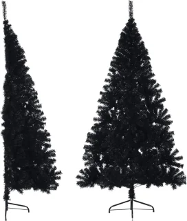 vidaXL - Kunstkerstboom - met - standaard - half - 180 - cm - PVC - zwart