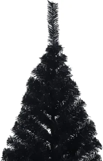 vidaXL - Kunstkerstboom - met - standaard - half - 180 - cm - PVC - zwart