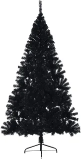 vidaXL - Kunstkerstboom - met - standaard - half - 180 - cm - PVC - zwart