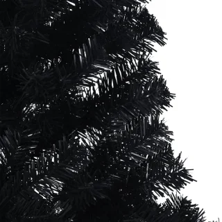 vidaXL - Kunstkerstboom - met - standaard - half - 180 - cm - PVC - zwart