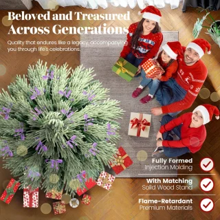 Soontrans 180 cm Kunstkerstboom - PVC + PE Groene Kerstboom - Kunstmatige Spar Met Sneeuweffect - Decoratieve Accessoires - Beschermende Handschoenen, Opbergtas, Houten Standaard, Snel te Monteren Vouwsysteem