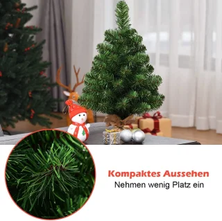 COSTWAY Kunstkerstboom van 60/90 cm, dennenboom met cementbasis, pvc-naalden, kunstboom voor Kerstmis, ideaal voor thuis, kantoor, winkels en hotels, groen (60 cm)
