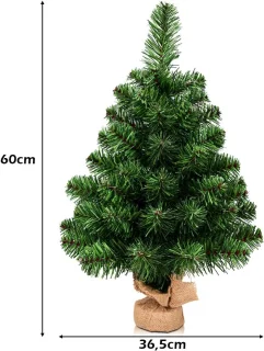 COSTWAY Kunstkerstboom van 60/90 cm, dennenboom met cementbasis, pvc-naalden, kunstboom voor Kerstmis, ideaal voor thuis, kantoor, winkels en hotels, groen (60 cm)