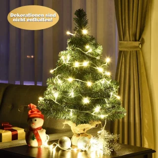 COSTWAY Kunstkerstboom van 60/90 cm, dennenboom met cementbasis, pvc-naalden, kunstboom voor Kerstmis, ideaal voor thuis, kantoor, winkels en hotels, groen (60 cm)
