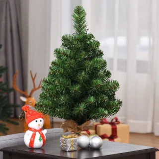 COSTWAY Kunstkerstboom van 60/90 cm, dennenboom met cementbasis, pvc-naalden, kunstboom voor Kerstmis, ideaal voor thuis, kantoor, winkels en hotels, groen (60 cm)