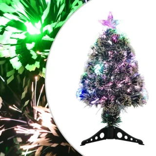 vidaXL - Kerstboom - met - LED - 64 - cm - glasvezel - groen - en - wit