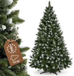 Kunstkerstboom met zilveren decoratie - 180 cm groene dennenboom met 385 takken