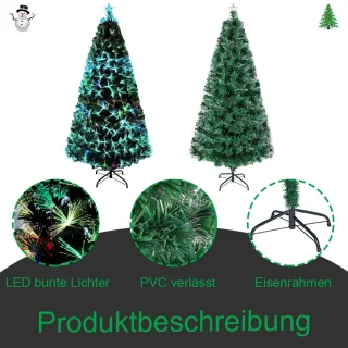 Kunstkerstboom 240 cm, Kerstboom Met Led-Lampjes En Stertopper, Kunstkerstboom Met Glasvezel, Kleurveranderend, Dennenboom Voor Kantoor, Winkels En Thuis (2,4 M, Kleurrijke Glasvezel)