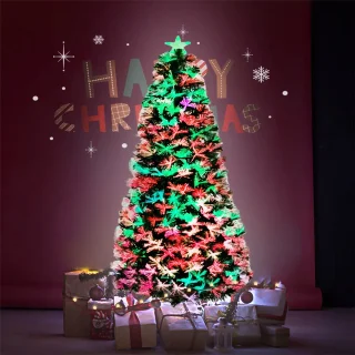 Kunstkerstboom 240 cm, Kerstboom Met Led-Lampjes En Stertopper, Kunstkerstboom Met Glasvezel, Kleurveranderend, Dennenboom Voor Kantoor, Winkels En Thuis (2,4 M, Kleurrijke Glasvezel)