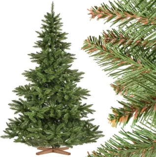 FairyTrees Kunstkerstboom Kerstboom 220 cm – Besneeuwde Den met Houten Standaard – Realistische Kunstboom – Gemaakt in de EU