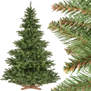 FairyTrees Kunstkerstboom Kerstboom 220 cm – Besneeuwde Den met Houten Standaard – Realistische Kunstboom – Gemaakt in de EU