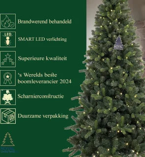 Royal Christmas - Kunstkerstbomen - Bergen Prelit - 180 cm - PE/PVC - 300 Led Lampjes - 763 Takken