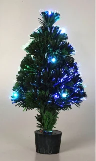 Kerstboom met Verlichting - Fiber Optic - in Pot - totaal 45 cm - Multicolor - Op Batterij