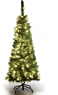 Coast Kunstkerstboom Smal - MET Warm Witte LED Verlichting - Groen - 135cm