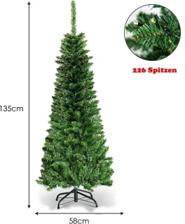 Coast Kunstkerstboom Smal - MET Warm Witte LED Verlichting - Groen - 135cm
