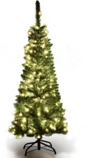 Coast Kunstkerstboom Smal - MET Warm Witte LED Verlichting - Groen - 135cm